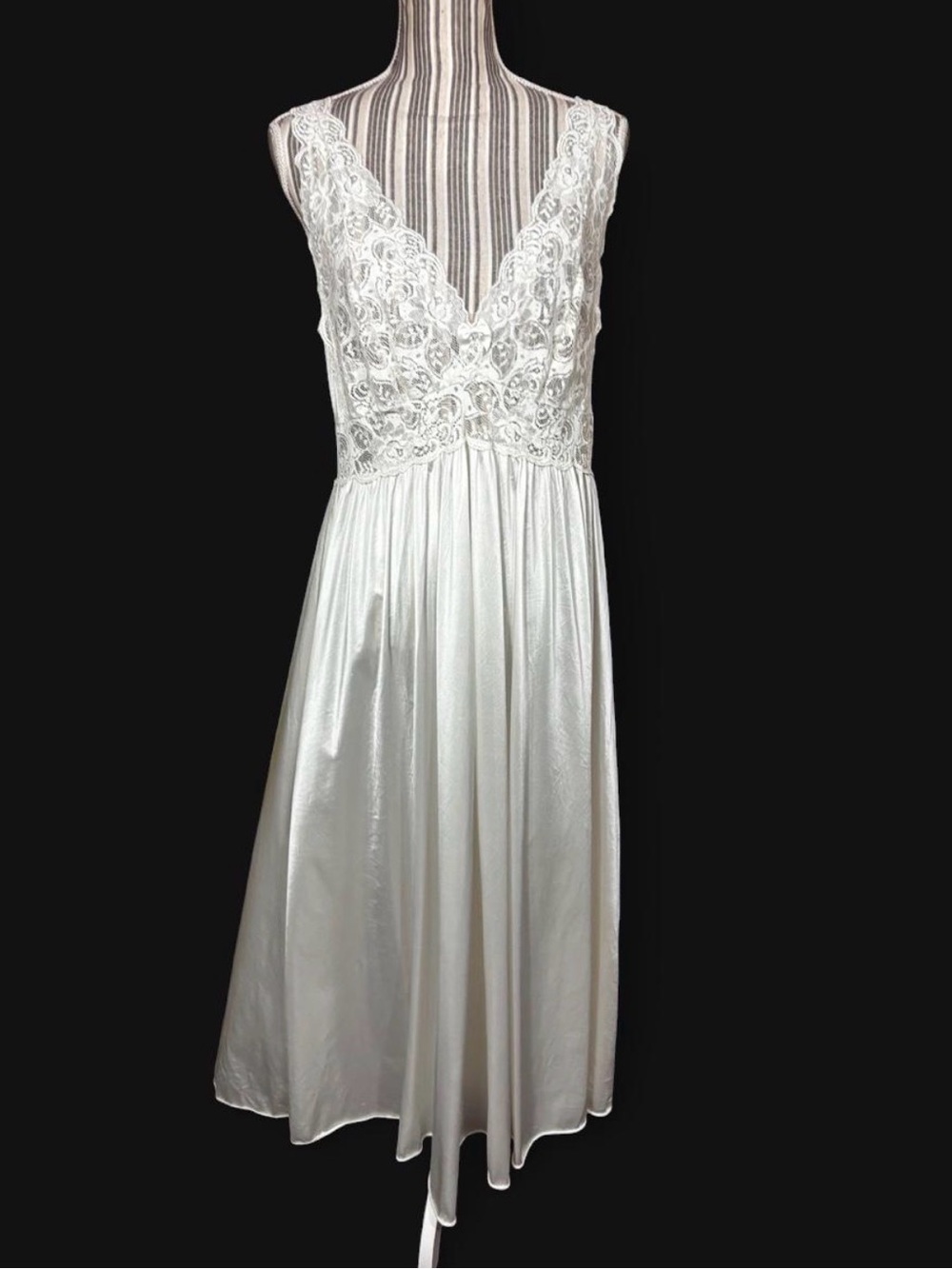 Vintage Shadowline lace torso maxi length white nightgown